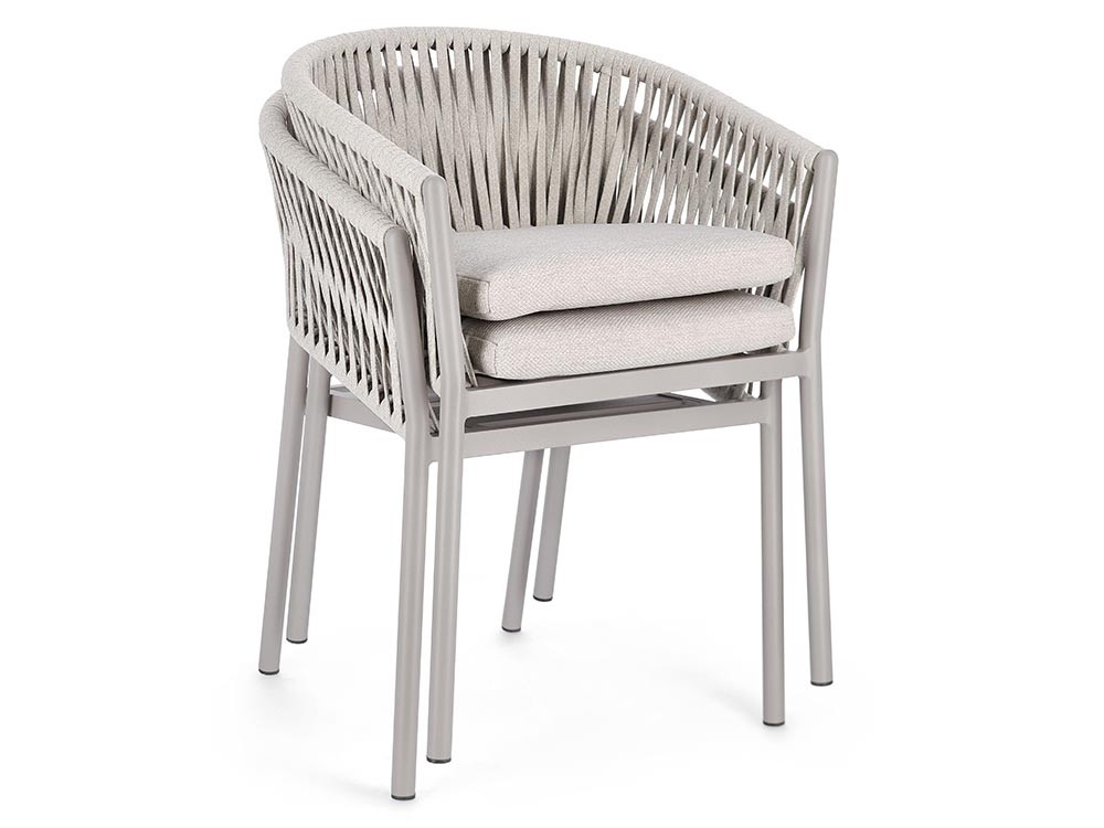 Silla apilable para comedor exterior Florencia de aluminio y cuerda trenzada Bizzotto - 35