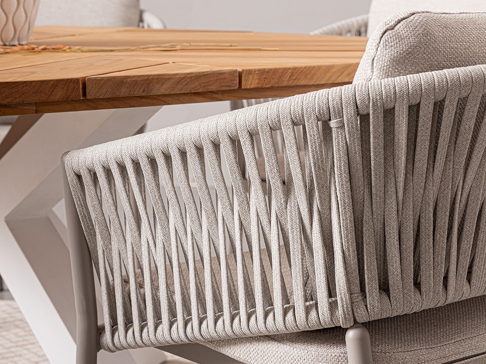 Silla apilable para comedor exterior Florencia de aluminio y cuerda trenzada Bizzotto - 38