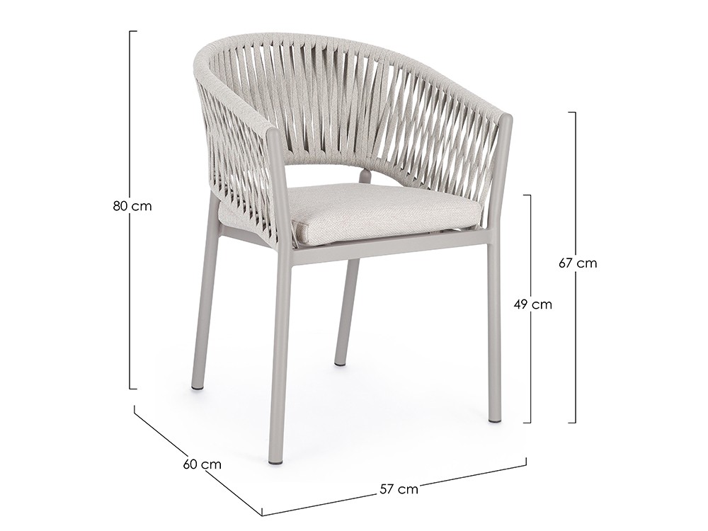 Silla apilable para comedor exterior Florencia de aluminio y cuerda trenzada Bizzotto - 44