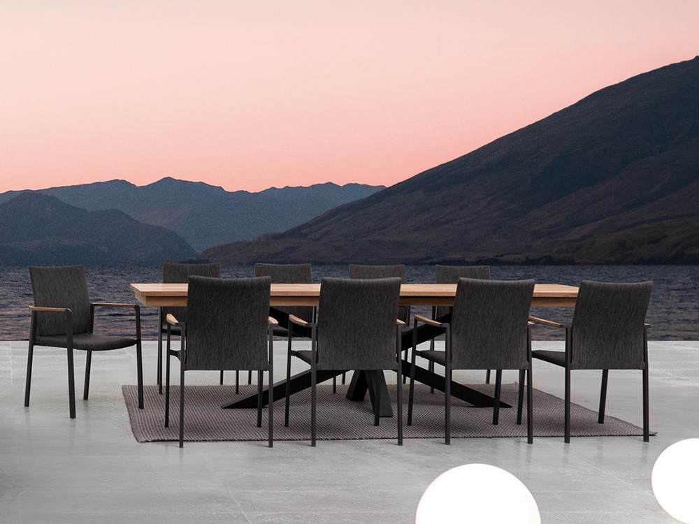 Silla apilable de comedor exterior Jalisco de aluminio y textilene Bizzotto - 2