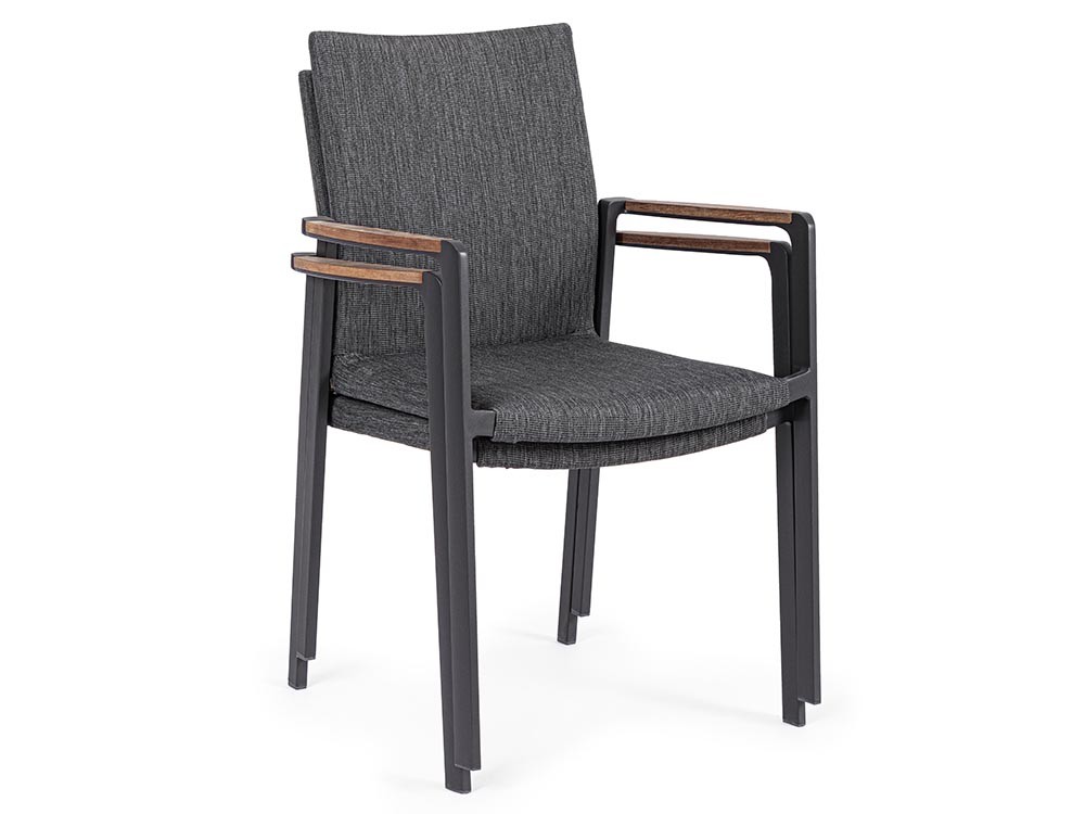 Silla apilable de comedor exterior Jalisco de aluminio y textilene Bizzotto - 11