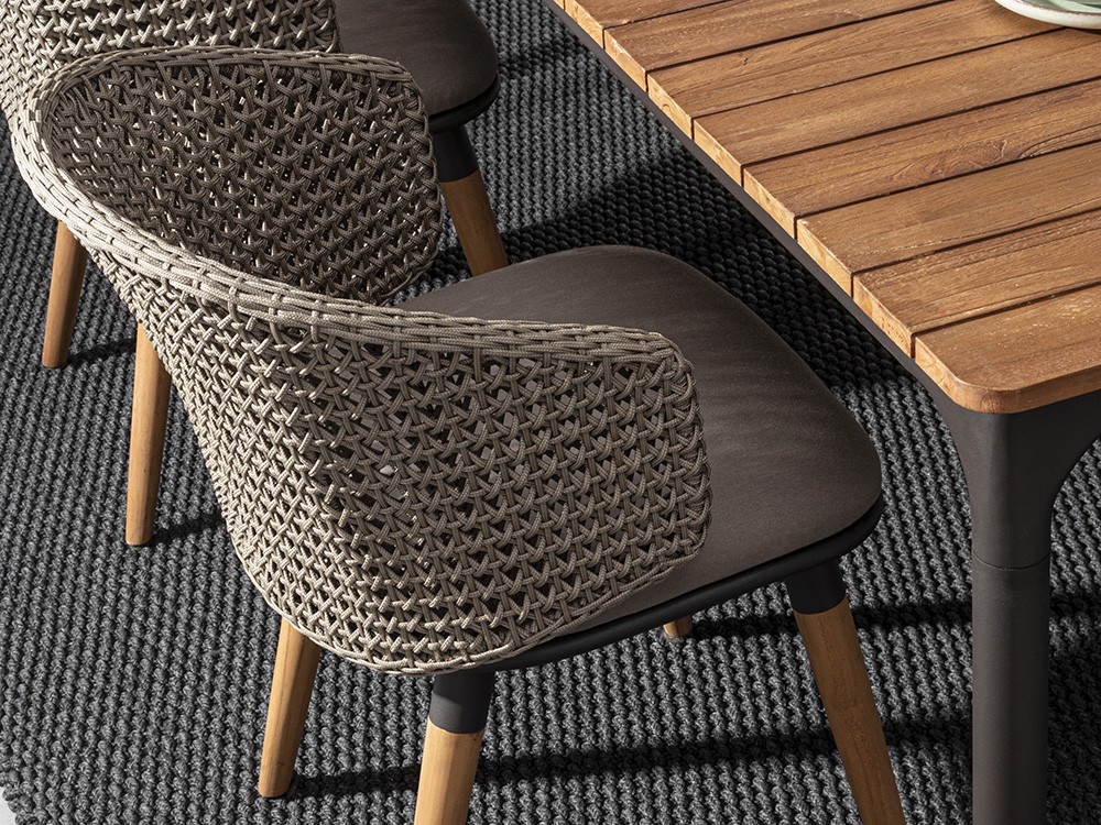 Silla para comedor exterior Ninfa de cuerda trenzada con aluminio y madera de teca Bizzotto - 4