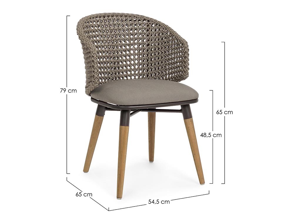 Silla para comedor exterior Ninfa de cuerda trenzada con aluminio y madera de teca Bizzotto - 8