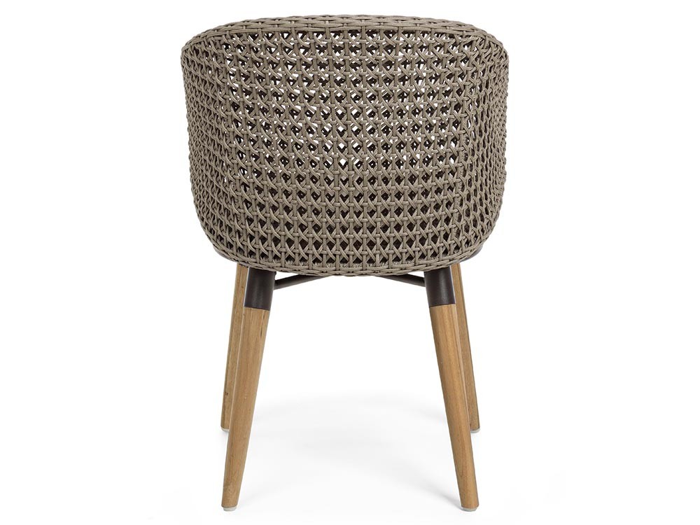 Silla para comedor exterior Ninfa de cuerda trenzada con aluminio y madera de teca Bizzotto - 6
