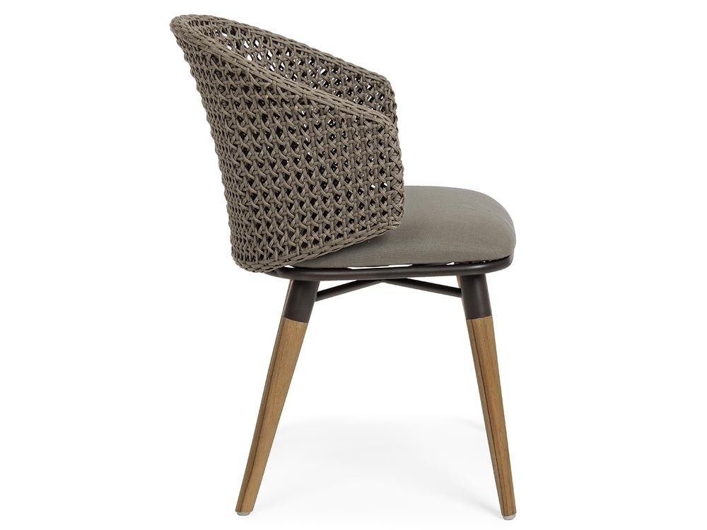 Silla para comedor exterior Ninfa de cuerda trenzada con aluminio y madera de teca Bizzotto - 7