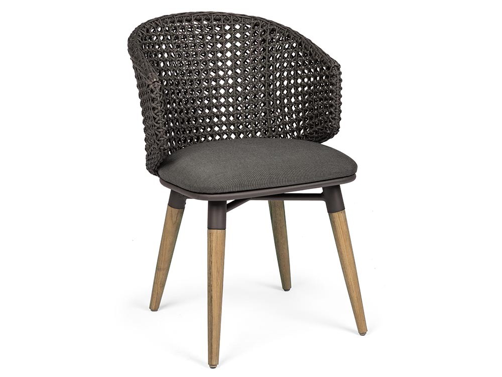 Silla para comedor exterior Ninfa de cuerda trenzada con aluminio y madera de teca Bizzotto - 11
