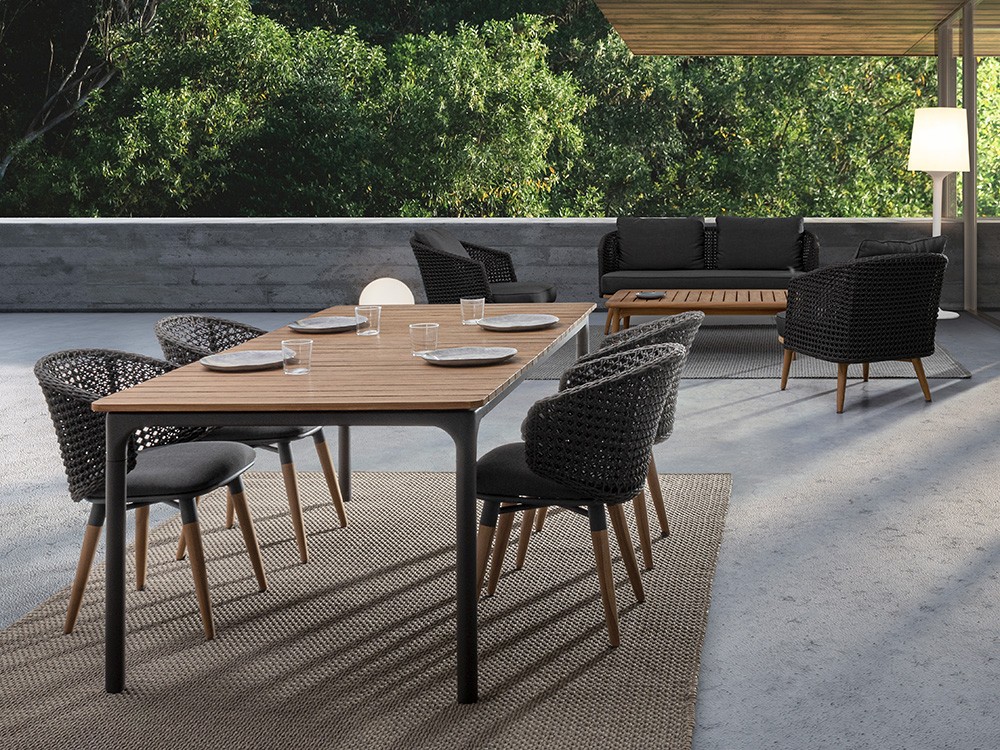 Silla para comedor exterior Ninfa de cuerda trenzada con aluminio y madera de teca Bizzotto - 12