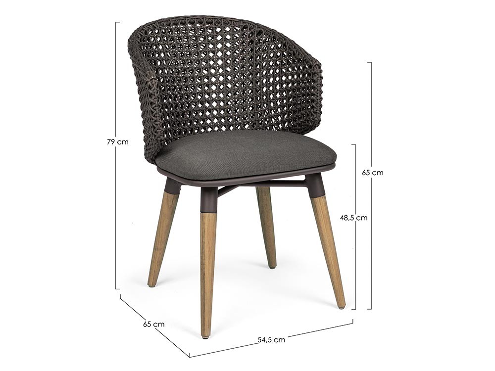 Silla para comedor exterior Ninfa de cuerda trenzada con aluminio y madera de teca Bizzotto - 16