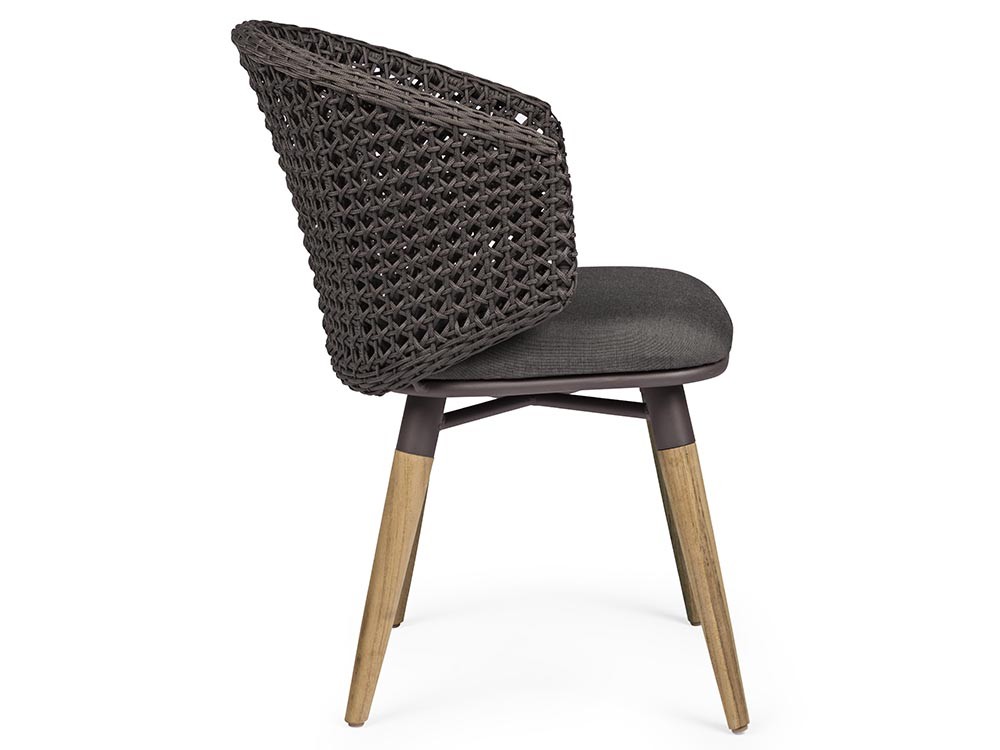 Silla para comedor exterior Ninfa de cuerda trenzada con aluminio y madera de teca Bizzotto - 15