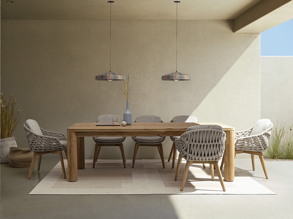 Silla para comedor exterior Tamires de madera de teca y cuerda trenzada Bizzotto - 2