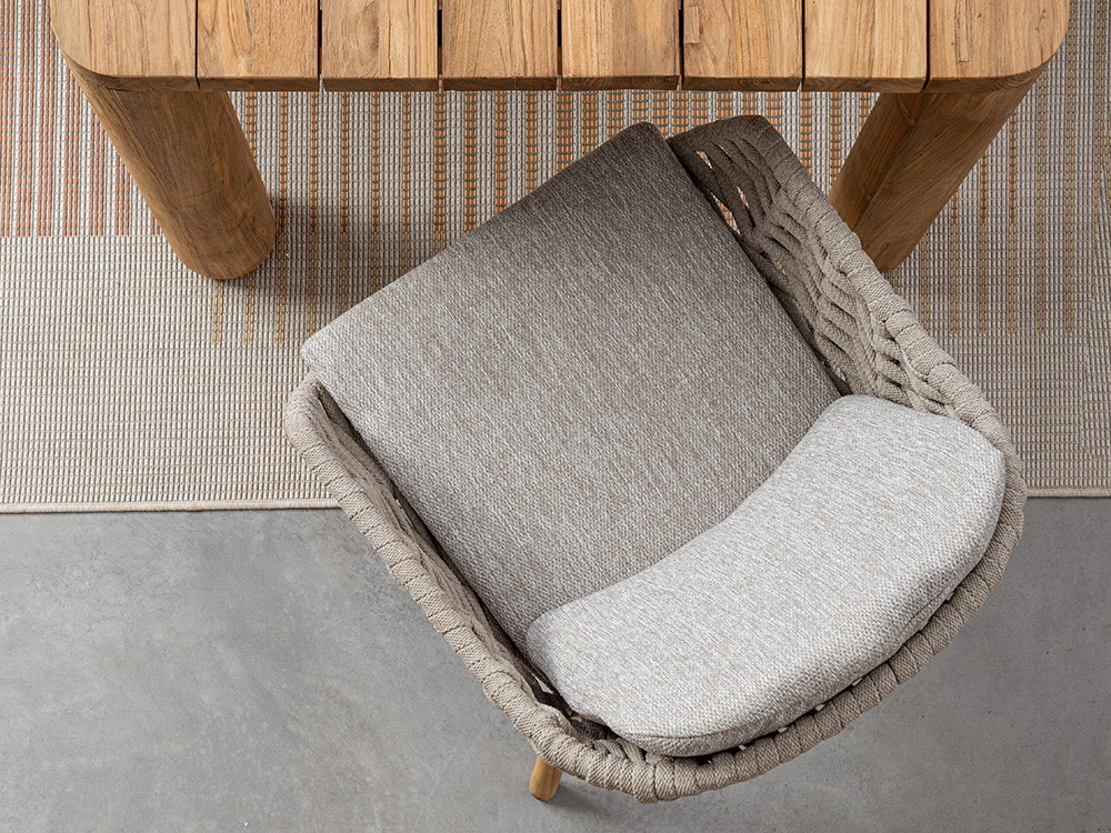 Silla para comedor exterior Tamires de madera de teca y cuerda trenzada Bizzotto - 4