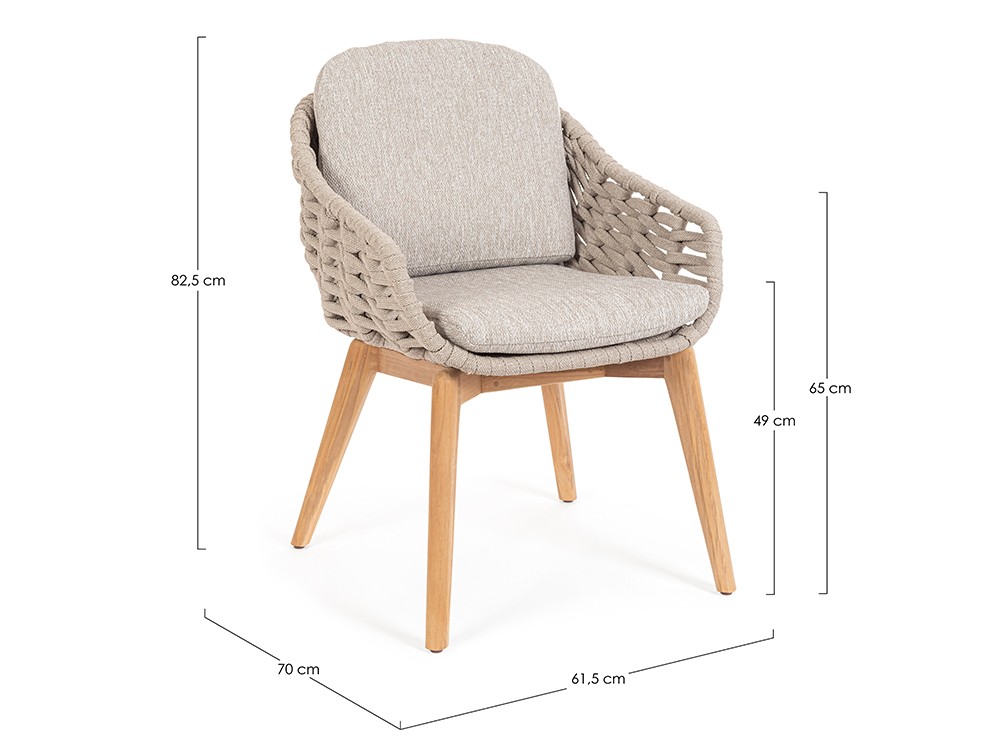 Silla para comedor exterior Tamires de madera de teca y cuerda trenzada Bizzotto - 9
