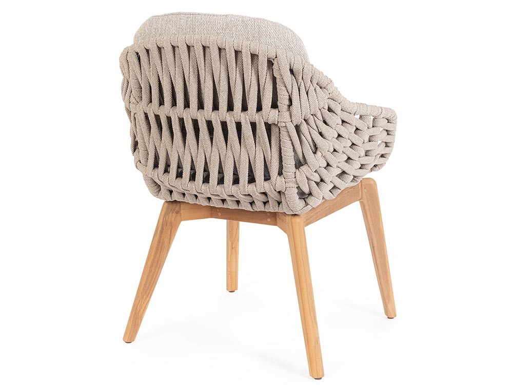 Silla para comedor exterior Tamires de madera de teca y cuerda trenzada Bizzotto - 5