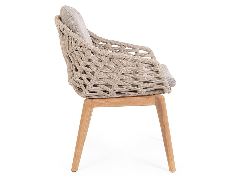 Silla para comedor exterior Tamires de madera de teca y cuerda trenzada Bizzotto - 8