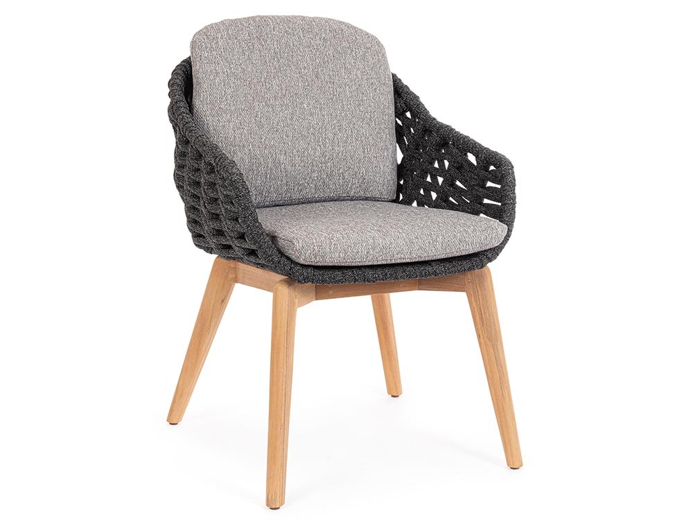 Silla para comedor exterior Tamires de madera de teca y cuerda trenzada Bizzotto - 1