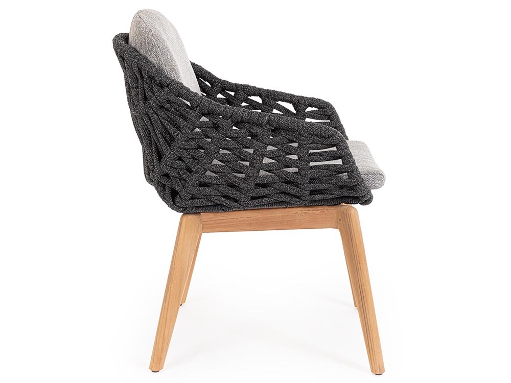 Silla para comedor exterior Tamires de madera de teca y cuerda trenzada Bizzotto - 16