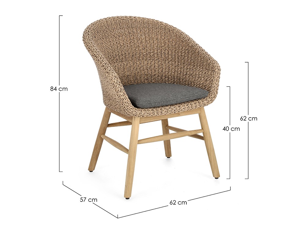 Silla para comedor exterior Genesis de madera de teca y fibra trenzada Bizzotto - 7
