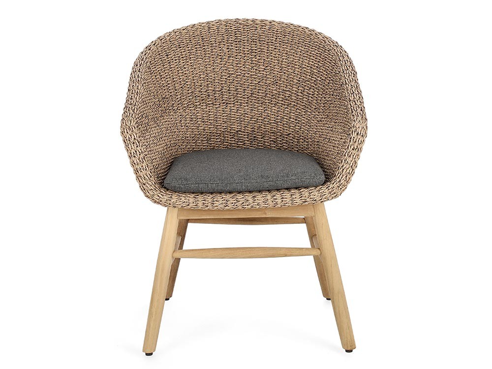 Silla para comedor exterior Genesis de madera de teca y fibra trenzada Bizzotto - 4