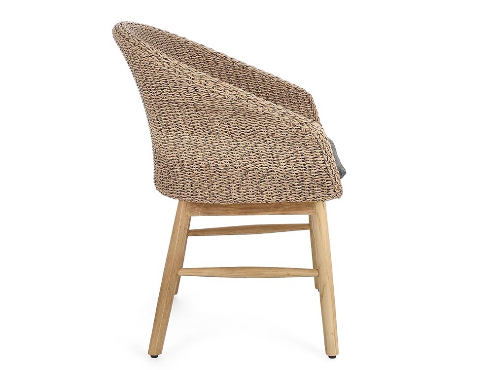 Silla para comedor exterior Genesis de madera de teca y fibra trenzada Bizzotto - 6
