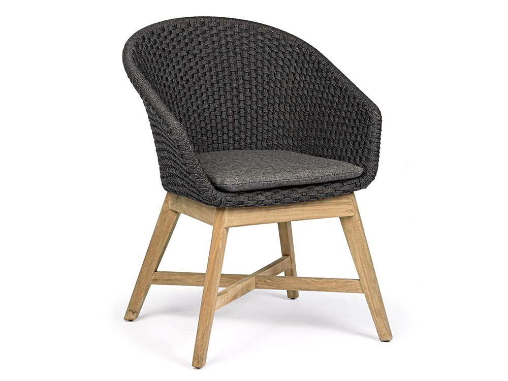 Silla de comedor exterior Coachella de madera de teca y cuerda trenzada Bizzotto - 2