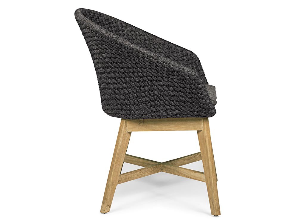 Silla de comedor exterior Coachella de madera de teca y cuerda trenzada Bizzotto - 7