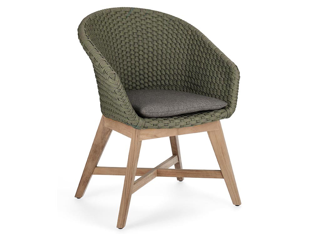 Silla de comedor exterior Coachella de madera de teca y cuerda trenzada Bizzotto - 12