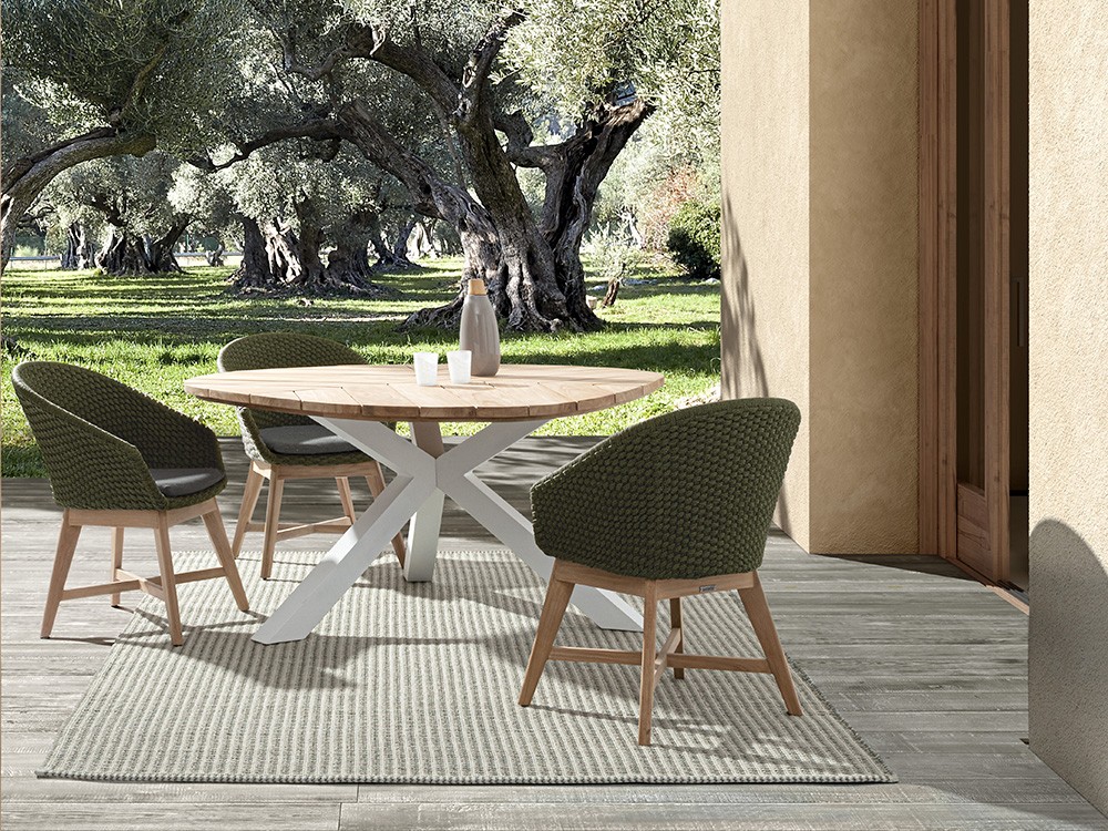 Silla de comedor exterior Coachella de madera de teca y cuerda trenzada Bizzotto - 13