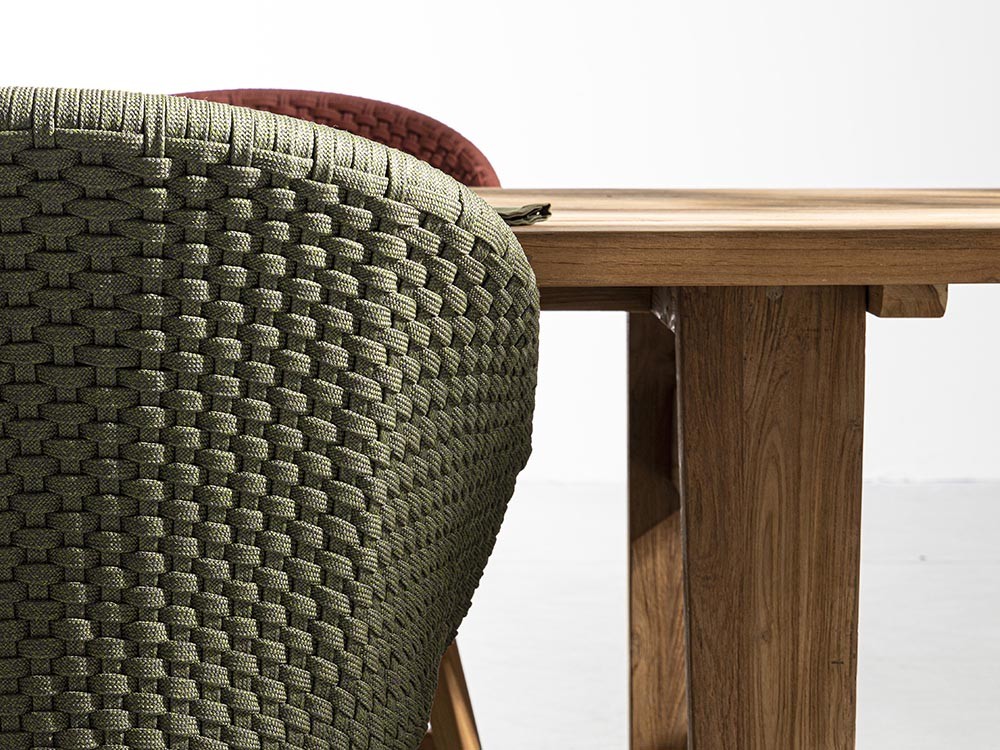 Silla de comedor exterior Coachella de madera de teca y cuerda trenzada Bizzotto - 19