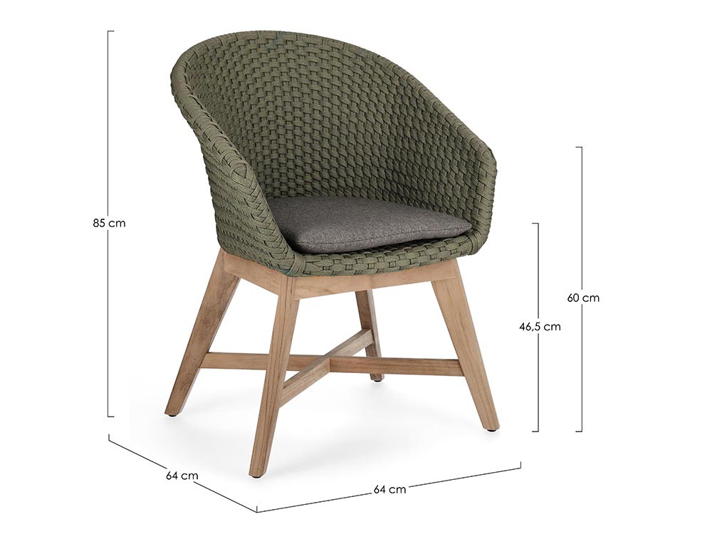 Silla de comedor exterior Coachella de madera de teca y cuerda trenzada Bizzotto - 17