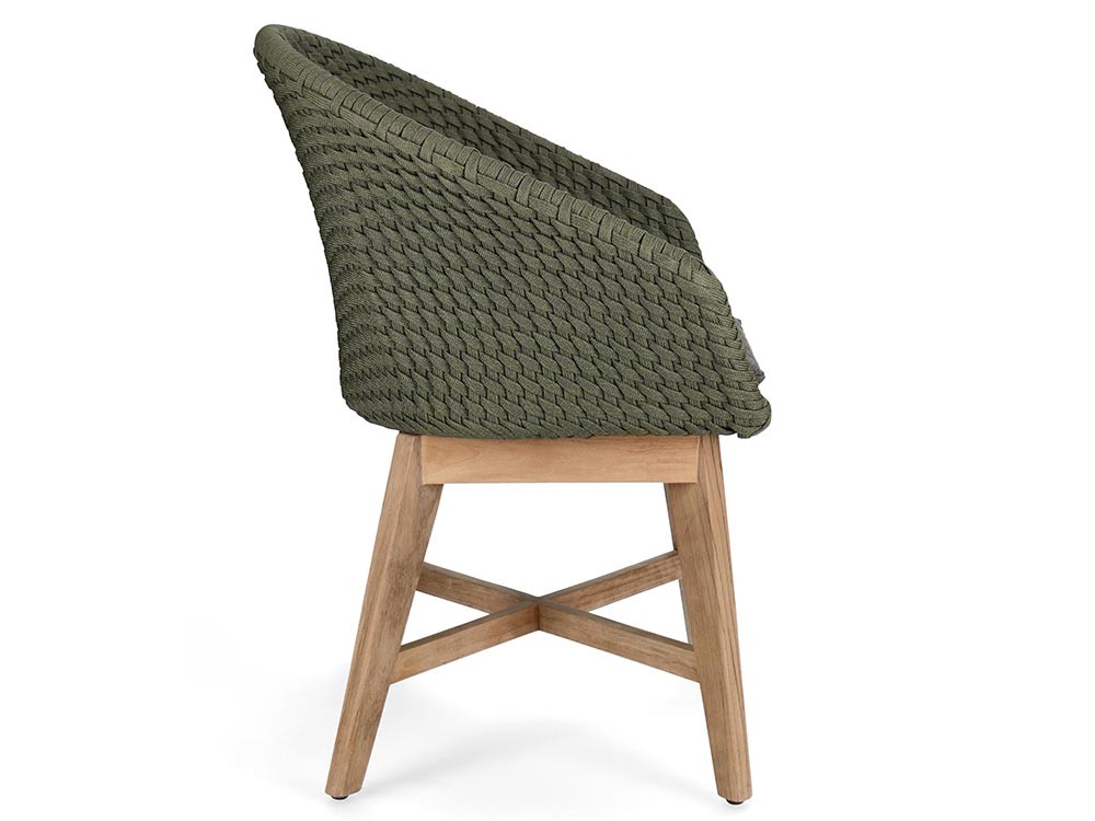 Silla de comedor exterior Coachella de madera de teca y cuerda trenzada Bizzotto - 16