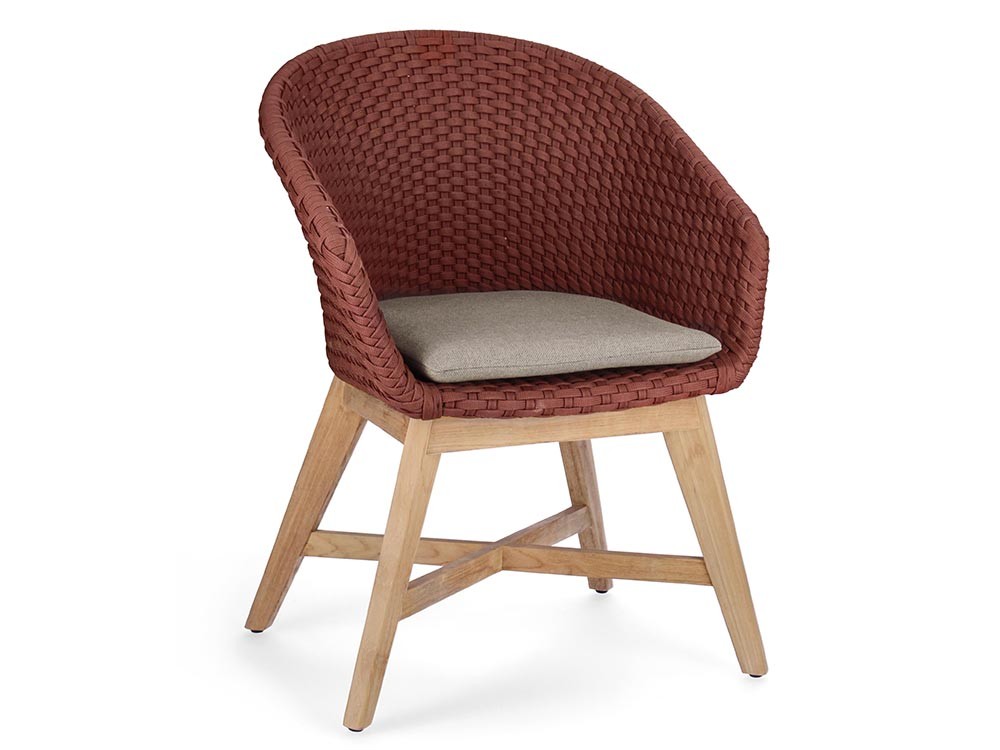 Silla de comedor exterior Coachella de madera de teca y cuerda trenzada Bizzotto - 20
