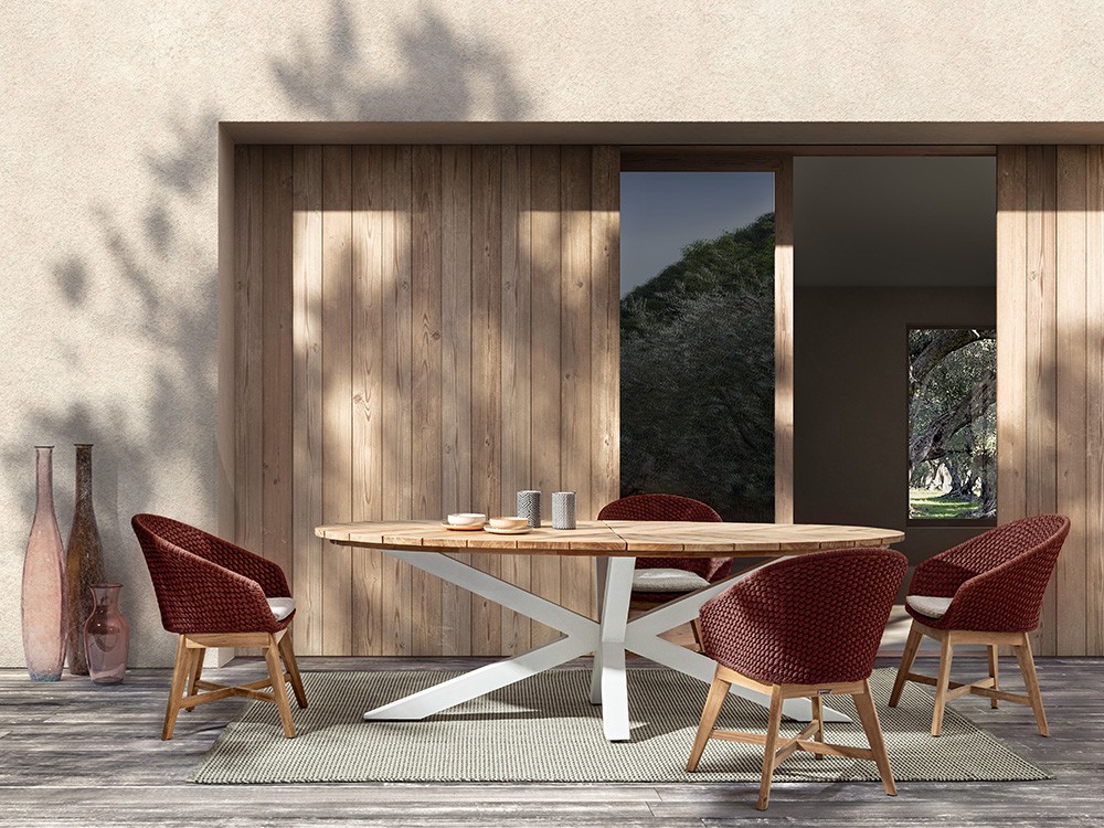 Silla de comedor exterior Coachella de madera de teca y cuerda trenzada Bizzotto - 21