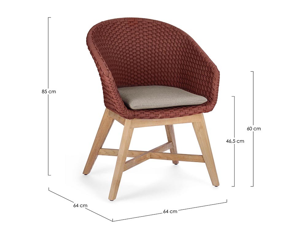 Silla de comedor exterior Coachella de madera de teca y cuerda trenzada Bizzotto - 25