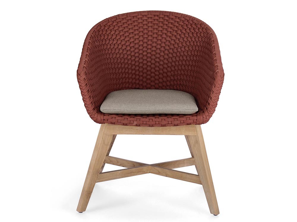 Silla de comedor exterior Coachella de madera de teca y cuerda trenzada Bizzotto - 22