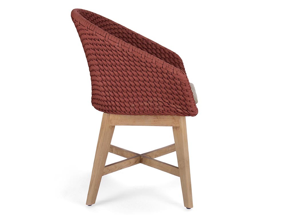 Silla de comedor exterior Coachella de madera de teca y cuerda trenzada Bizzotto - 24