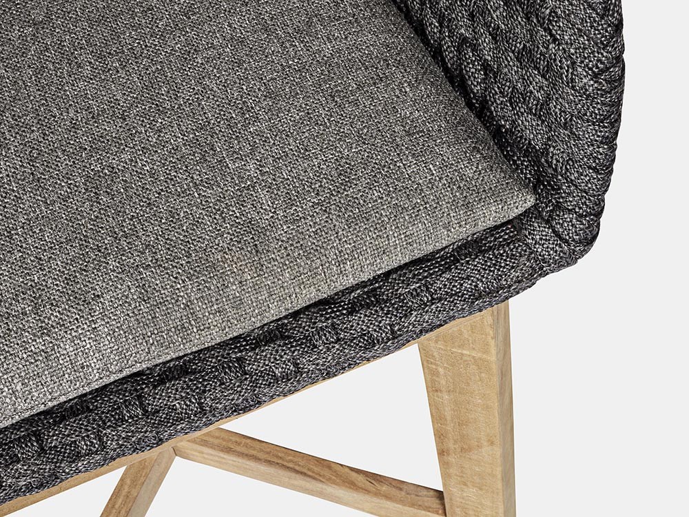 Taburete alto para exterior o interior Coachella de madera de teca y cuerda trenzada Bizzotto - 10