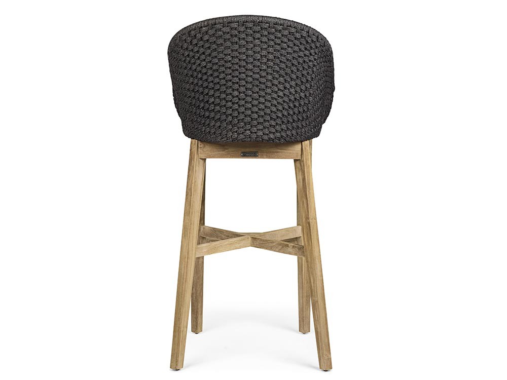 Taburete alto para exterior o interior Coachella de madera de teca y cuerda trenzada Bizzotto - 7