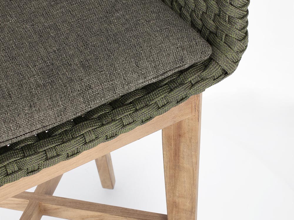 Taburete alto para exterior o interior Coachella de madera de teca y cuerda trenzada Bizzotto - 19