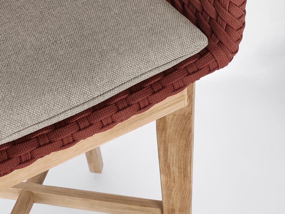 Taburete alto para exterior o interior Coachella de madera de teca y cuerda trenzada Bizzotto - 25