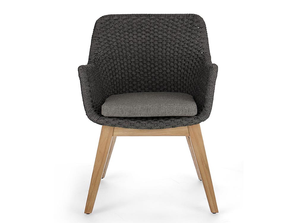 Silla de comedor exterior Allison de madera de teca y cuerda trenzada Bizzotto - 3