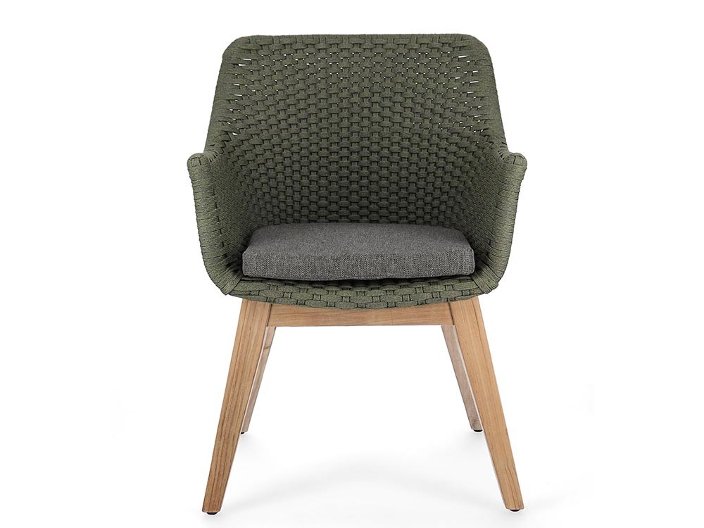 Silla de comedor exterior Allison de madera de teca y cuerda trenzada Bizzotto - 9