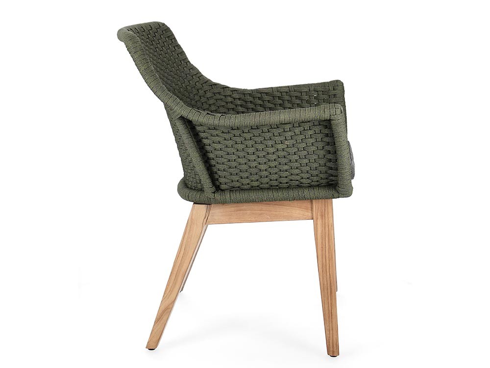Silla de comedor exterior Allison de madera de teca y cuerda trenzada Bizzotto - 11