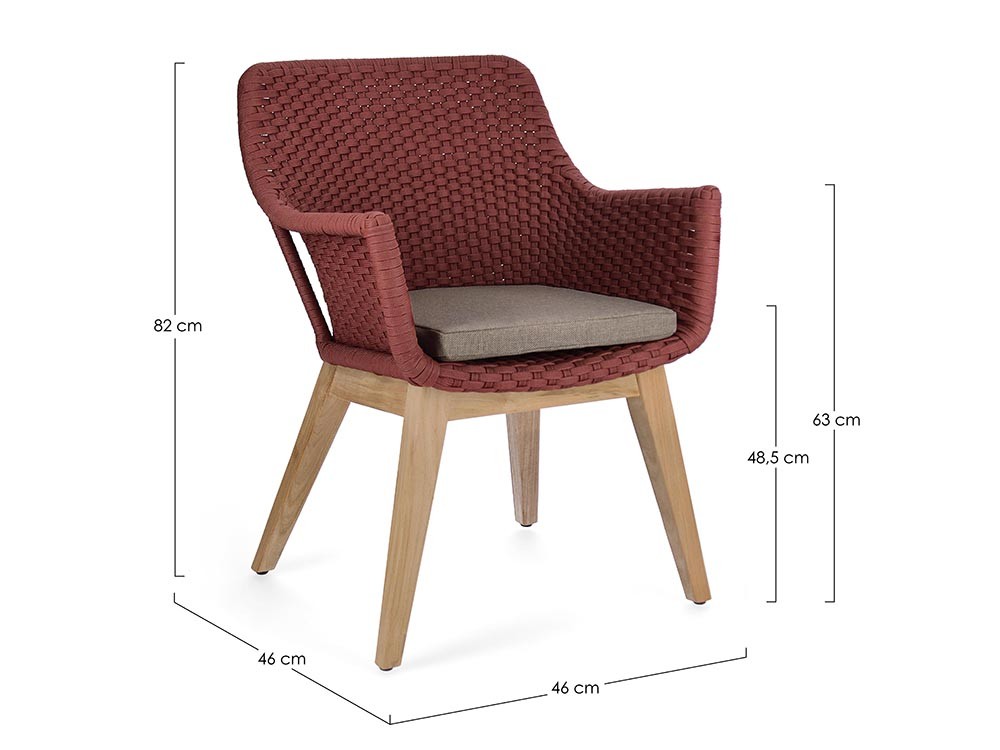 Silla de comedor exterior Allison de madera de teca y cuerda trenzada Bizzotto - 18