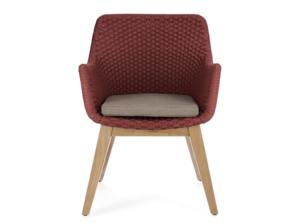 Silla de comedor exterior Allison de madera de teca y cuerda trenzada Bizzotto - 15