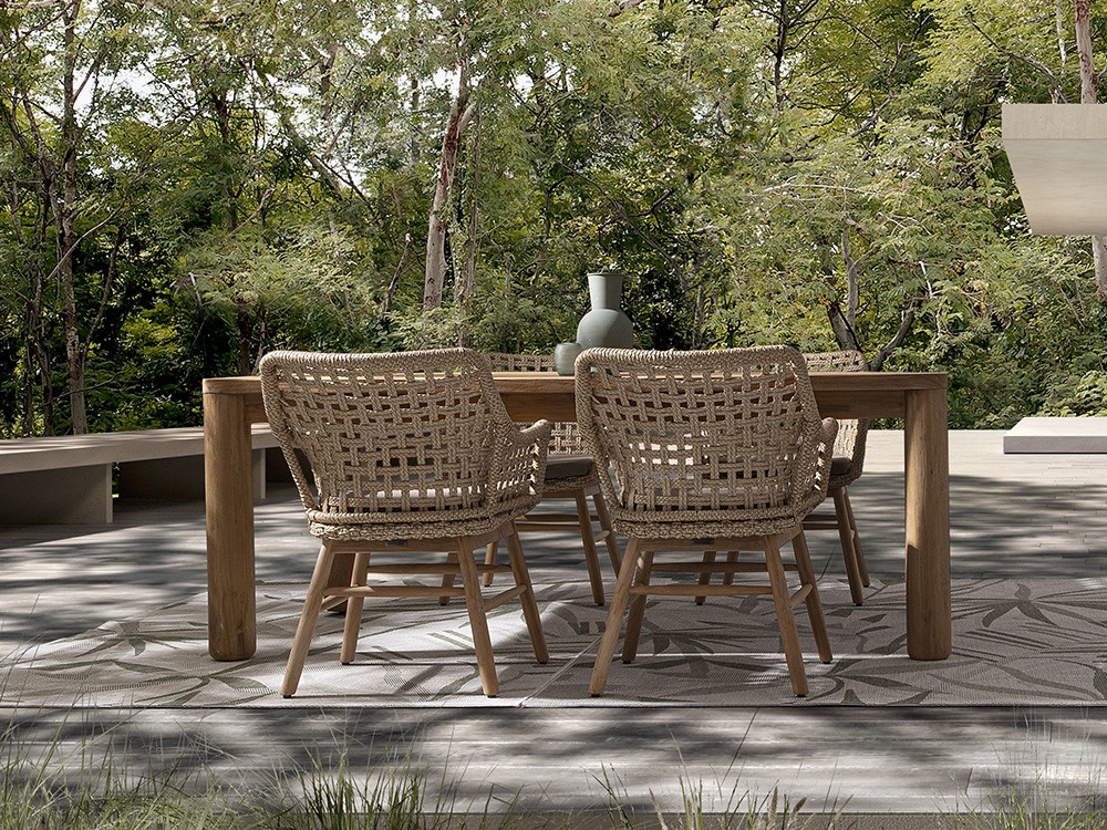 Silla para comedor exterior Wilson de teca y fibra sintética trenzada Bizzotto - 4
