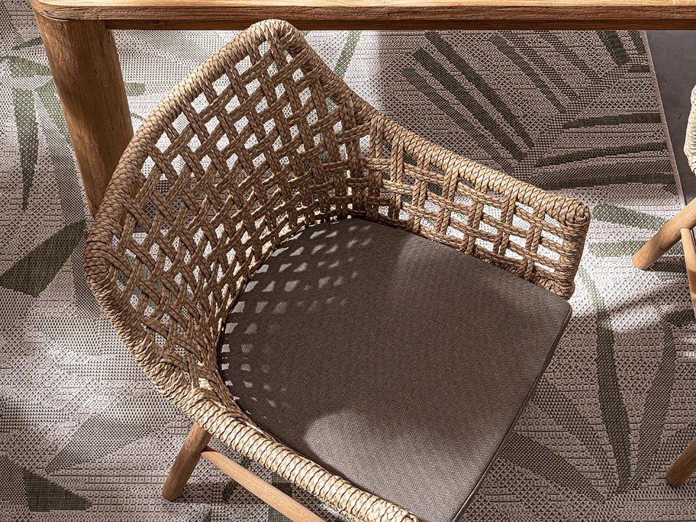 Silla para comedor exterior Wilson de teca y fibra sintética trenzada Bizzotto - 5