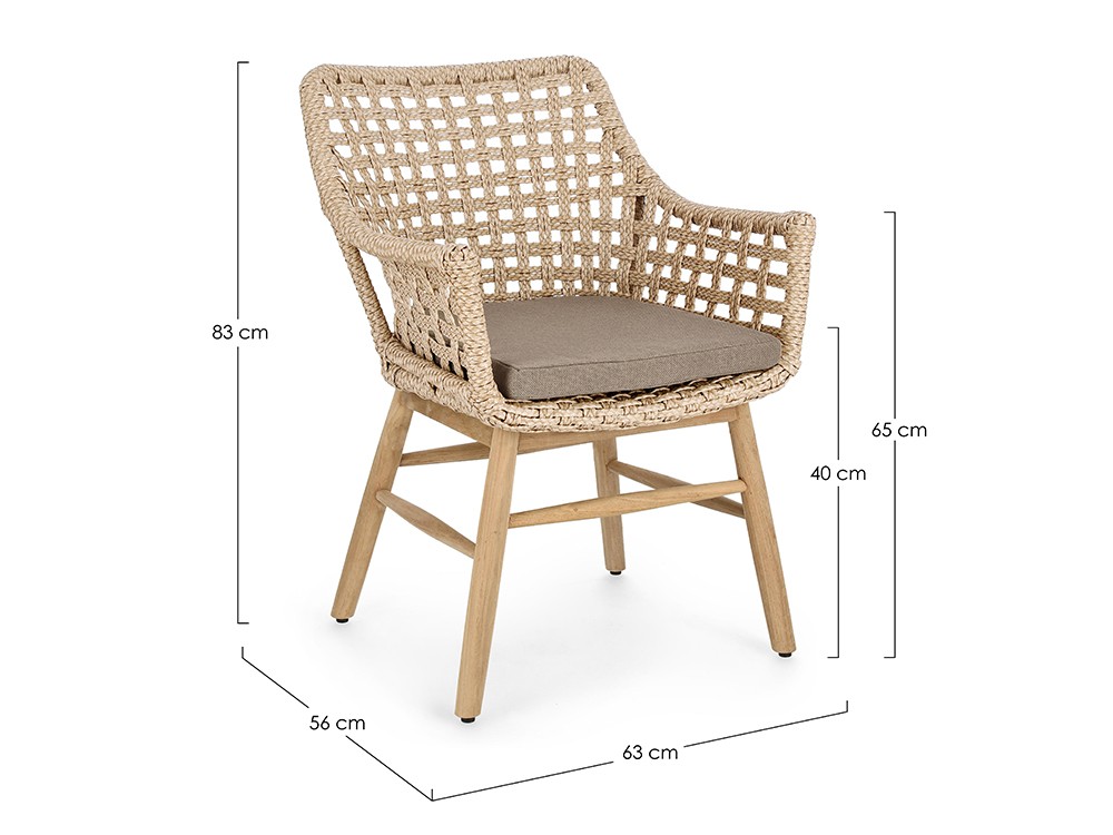 Silla para comedor exterior Wilson de teca y fibra sintética trenzada Bizzotto - 10