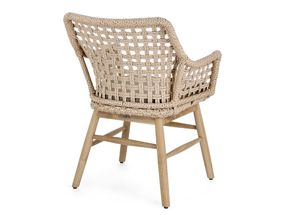 Silla para comedor exterior Wilson de teca y fibra sintética trenzada Bizzotto - 6