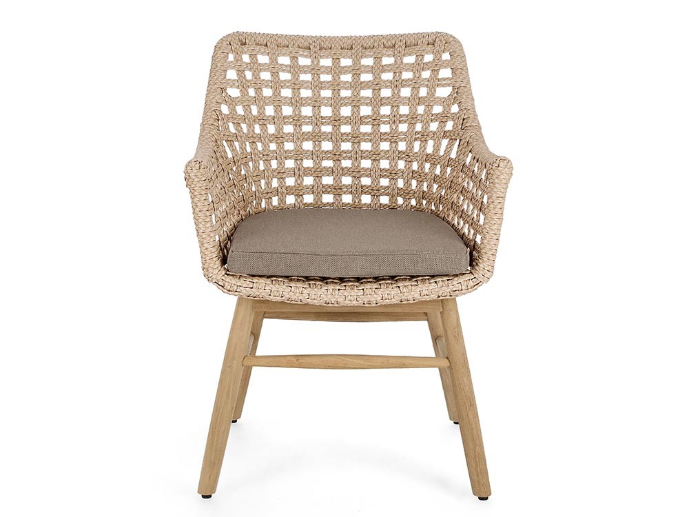 Silla para comedor exterior Wilson de teca y fibra sintética trenzada Bizzotto - 7