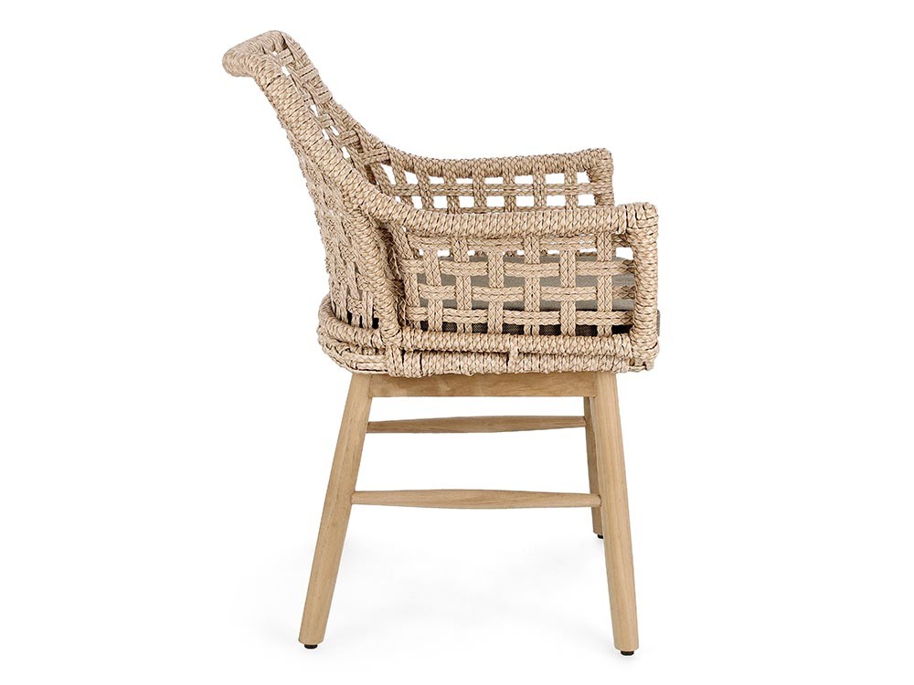 Silla para comedor exterior Wilson de teca y fibra sintética trenzada Bizzotto - 9